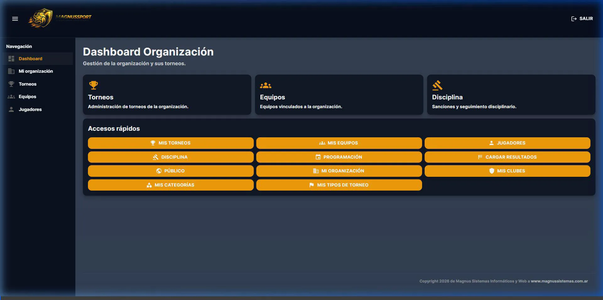 Demo torneos y fixture MagnusSport